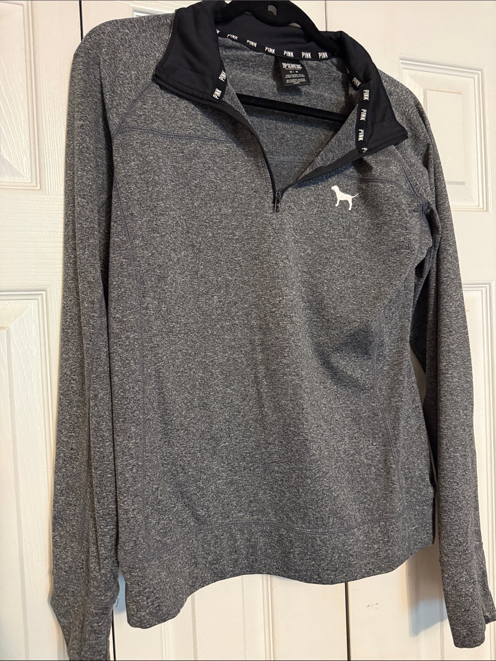 PINK Victoria's Secret Gray & Black Quarter-Zip Pullover